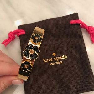 Kate Spade Gold Bangle with Black Flowers